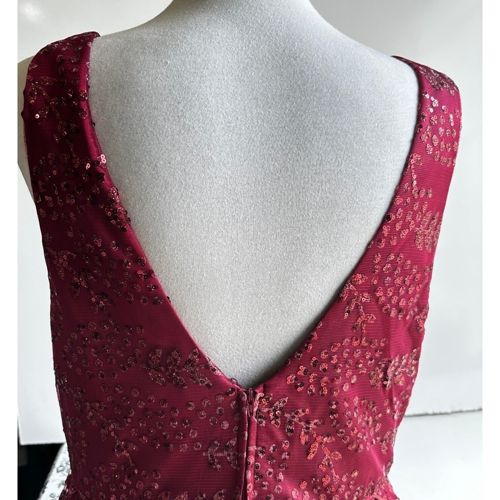 Blondie Nites Burgundy Sequin Gown Princess Fairycore Prom Gala Size 13 NWT - Picture 6 of 13